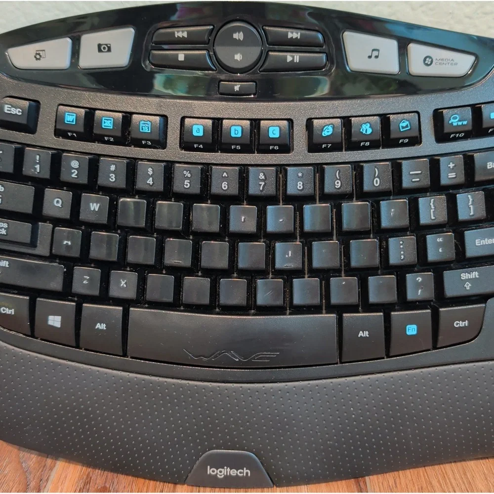 Logitech K350 Keyboard Wave Comfort Ergonomic Wireless Keyboard Black No Dongle